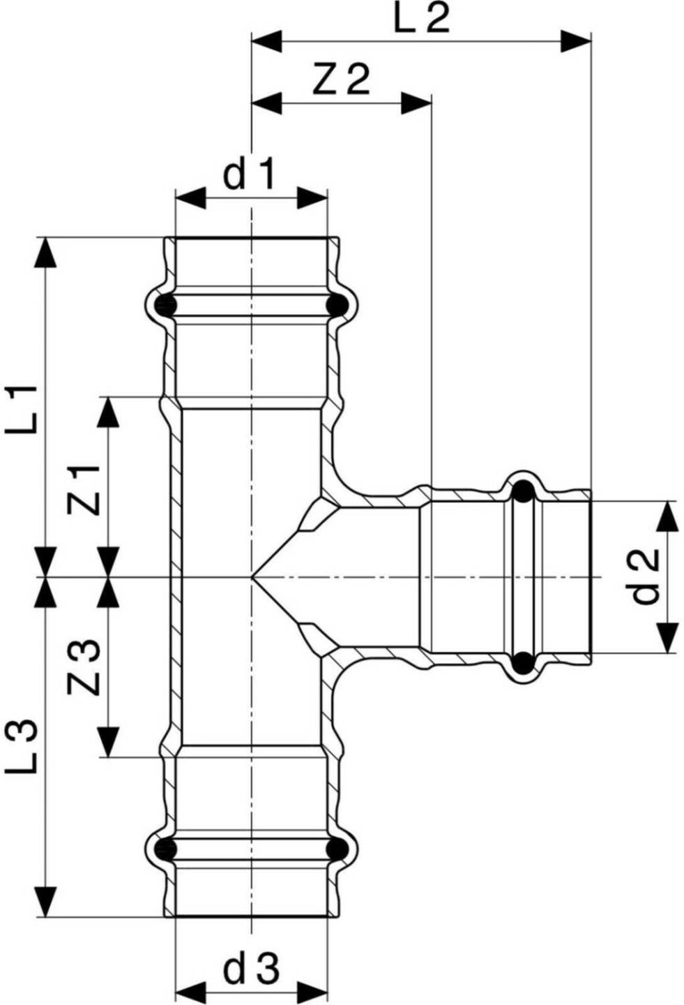 Viega T-Stück mit SC Sanpress 2218 (314224) Sanitär & Armaturen